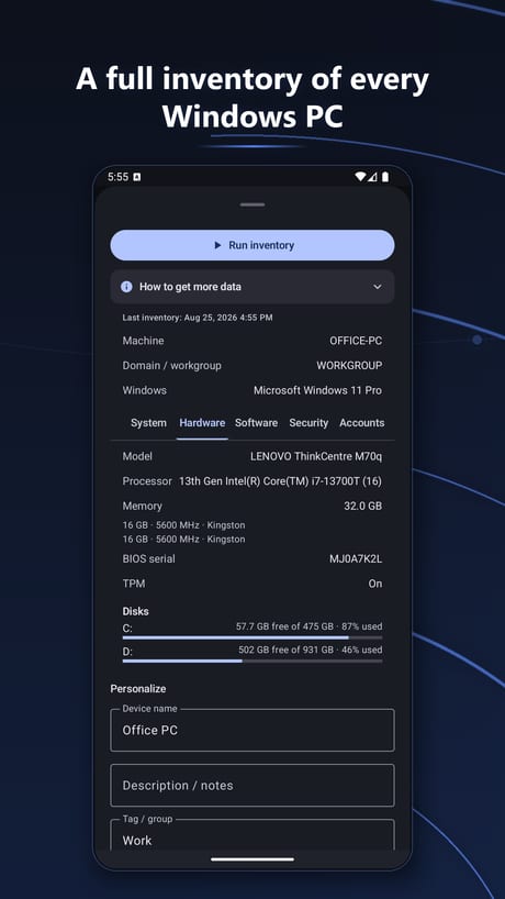 Windows inventory — Android