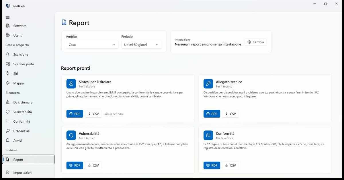 Reports: eight ready-made PDF reports, with your logo