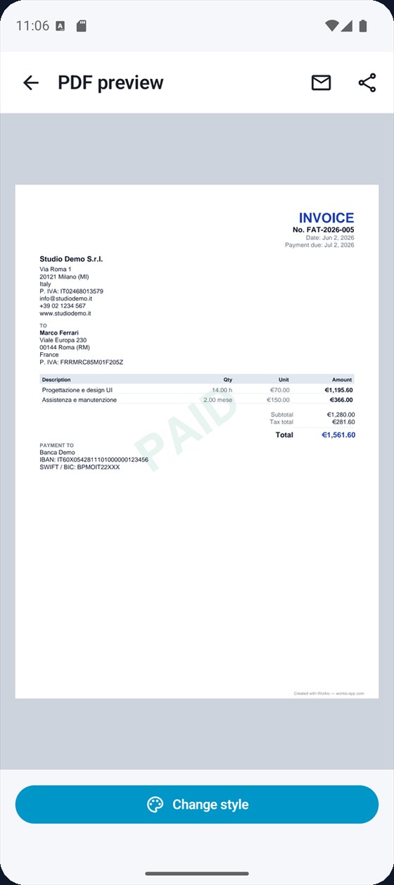 Anteprima PDF — il documento come lo riceve il cliente