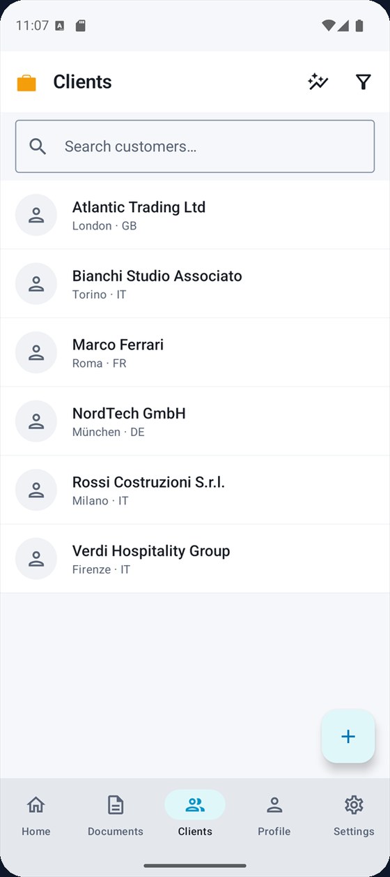 Clienti — l'anagrafica con i dati fiscali